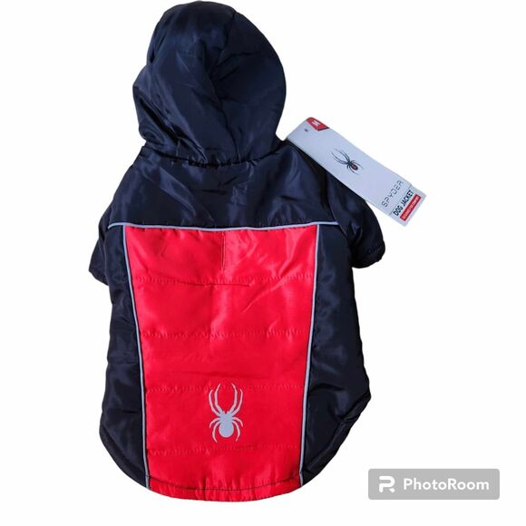 Spyder Dog Jacket Size M Fleece Lined Hooded Red Black Logo Warm NEW - Picture 1 of 6